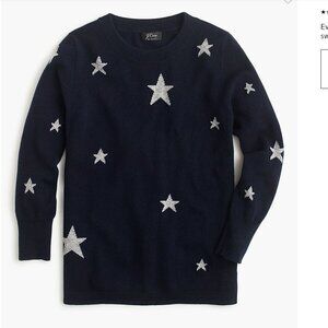 J. Crew Everyday cashmere crewneck sweater with intarsia-knit stars
